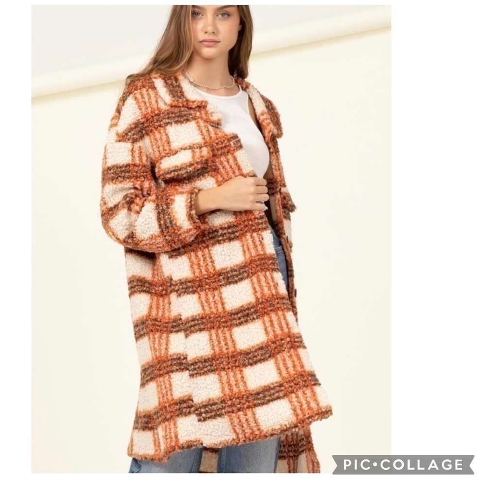 Beautiful Fall Colors Plaid Midi Coat - Picture 2 of 5